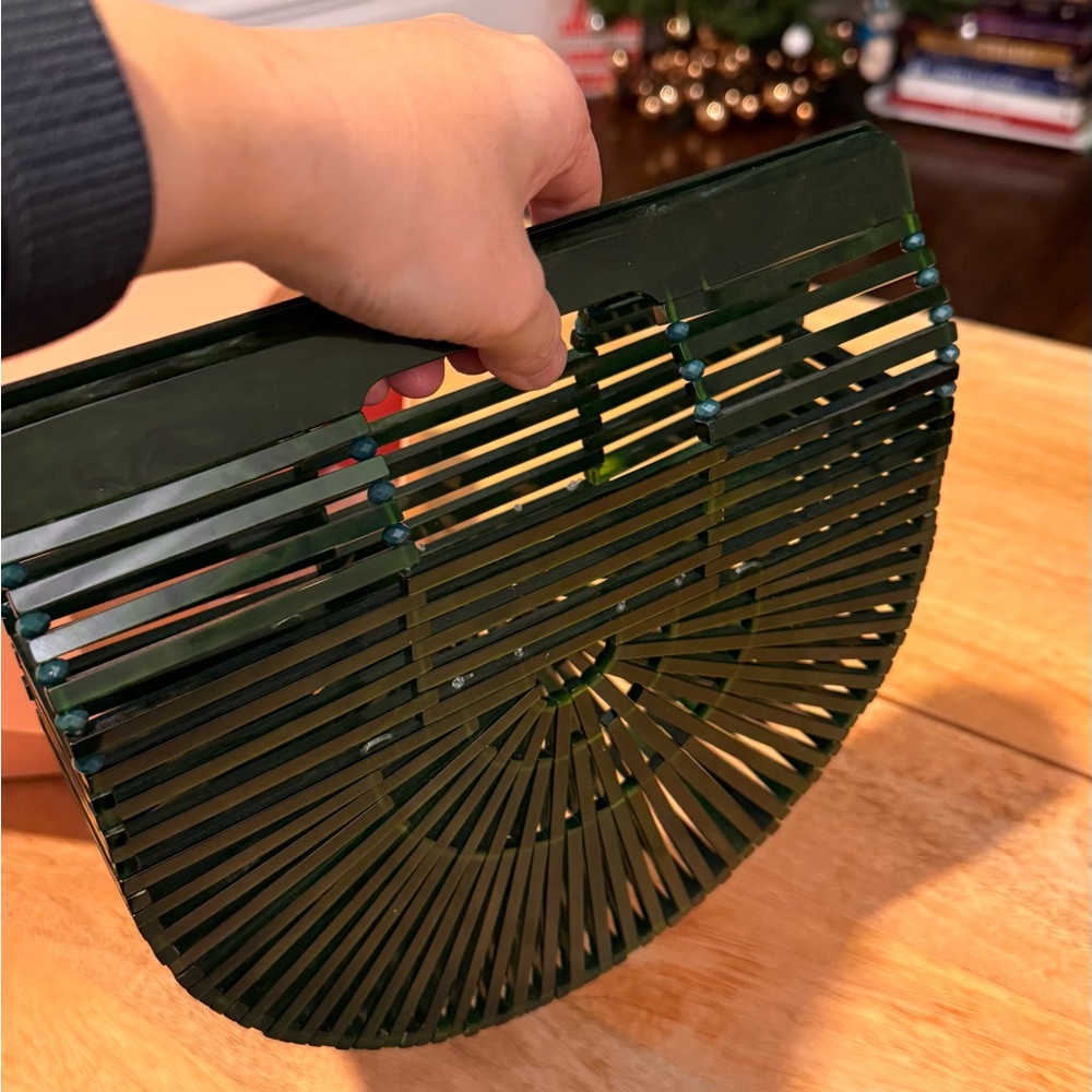 Cult Gaia Dark Green acrylic ark bag clutch